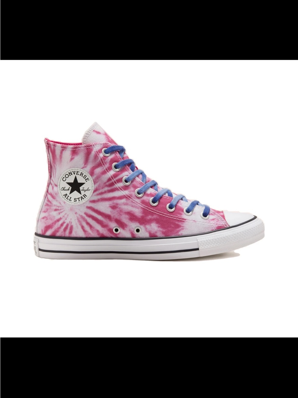 Converse High Top Sneakers in Pink Tie-Dye with Blue Laces